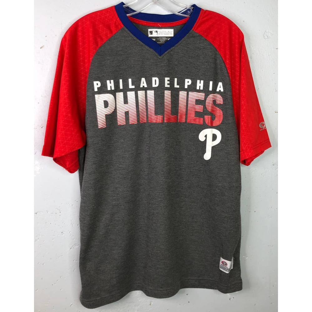 MLB Philadelphia Phillies‎ T-shirt/Jersey Short Sleeves, Gray and Red Sz M
